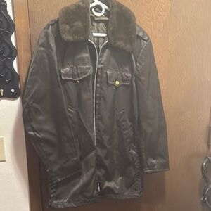 Brown Military Field Coat with Fur Collar
